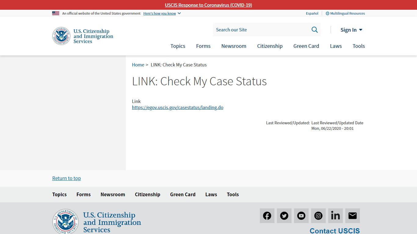 LINK: Check My Case Status | USCIS